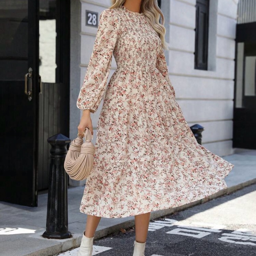 SHEIN long sleeve ruffled floral dress